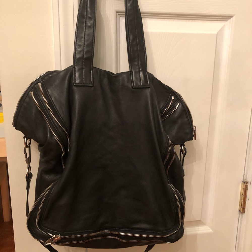 Alexander Wang black leather zipper shoulder bag